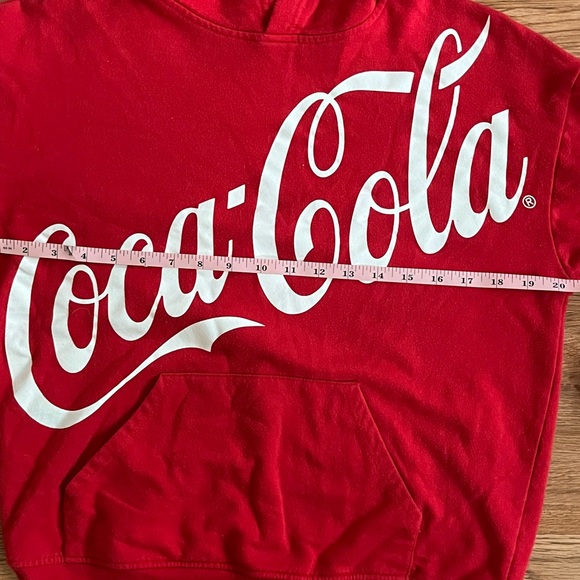 Coca-Cola “It’s The Real Thing” Hoodie Red Women’s Size S Pocket Graphic Sleeve - Picture 4 of 6